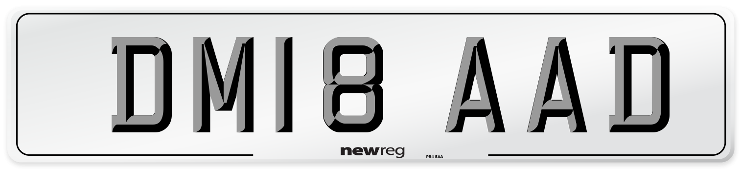 DM18 AAD Number Plate from New Reg